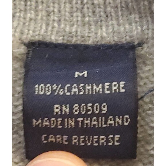 Woods & Gray Mens 100% Cashmere Polo Sweater Med. Gray Button Long Sleeve - Picture 5 of 11